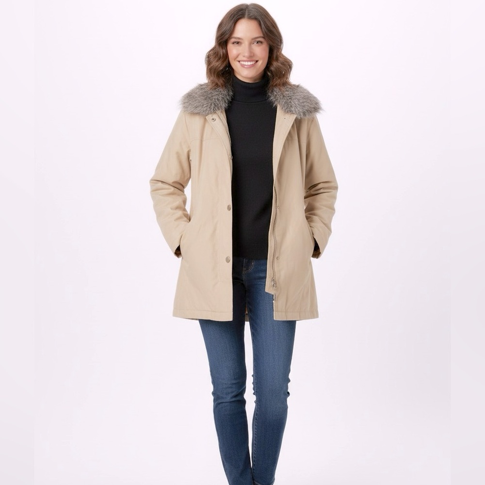 GAP VINTAGE 90’s Women’s Beige Puff Winter Jacket with Detachable Collar